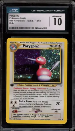 Pokemon Porygon2 Neo Revelation 1st Edition Holo Rare #12 CGC 10 Gem Mint - Image 1