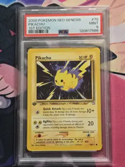 POKEMON 1st Edition Neo Genesis PIKACHU 70/111 Common PSA 9 MINT Vintage - Image 1