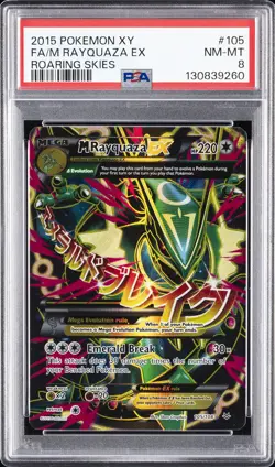 2015 POKEMON XY ROARING SKIES #105 FULL ART/M RAYQUAZA EX PSA 8 - Image 1