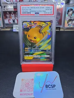 2019 POKEMON SM BLACK STAR PROMO HIDDEN FATES TINS #SM213 RAICHU GX PSA 10 - Image 3