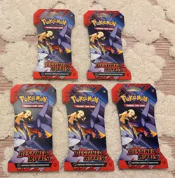 Pokemon TCG Destined Rivals Booster Packs Sleeved Blister Packs Lot 5 Set New - Image 1