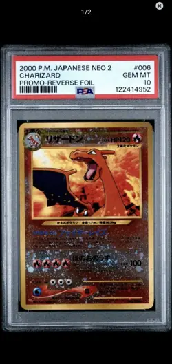 PSA 10 GEM MINT 2000 Pokemon Japanese Neo 2 Promo - Reverse Foil #006 Charizard - Image 1