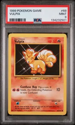 POKEMON CARD 1999 PSA 9 MINT Base Set Unlimited #68 Vulpix - Image 1