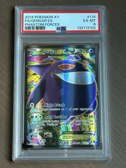 2014 POKEMON XY PHANTOM FORCES #114 FULL ART/GENGAR EX PSA 6 - Image 1