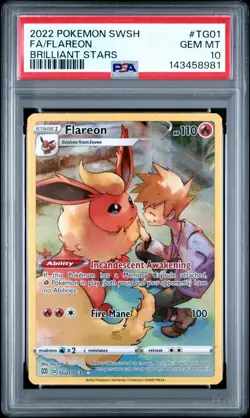 2022 POKEMON SWORD & SHIELD BRILLIANT STARS #TG01 FULL ART/FLAREON PSA 10 - Image 1