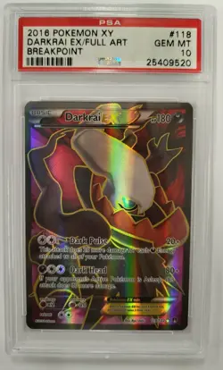 2016 POKEMON XY BREAKPOINT #118 FA/DARKRAI EX PSA 10 - Image 1