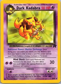 Pokemon Team Rocket Dark Kadabra 39/82 WOTC Non-Holo - Image 1