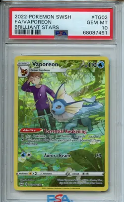2022 Pokemon Sword & Shield Brilliant Stars #TG02 Vaporeon PSA 10 - Image 1