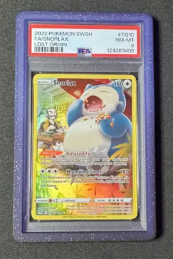 Pokemon Snorlax TG10 Lost Origins PSA 8 NM-MINT - Image 1
