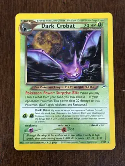 Pokemon TCG Dark Crobat 2/105 Neo Destiny Unlimited Holo LP+ w/ GREAT SWIRL 🌀💫 - Image 2