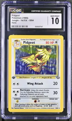 Pokemon Pidgeot 1st Edition Jungle Holo 08/64 - CGC 10 Gem Mint - Image 1