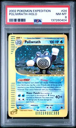 Poliwrath Holo PSA 8 2002 Pokemon Expedition #24 - Image 1