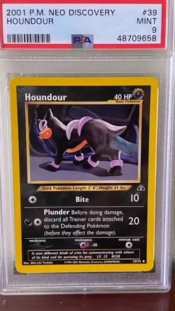 2001 Neo Discovery Houndour 39/75 Pokemon Card PSA 9 MINT - Image 1