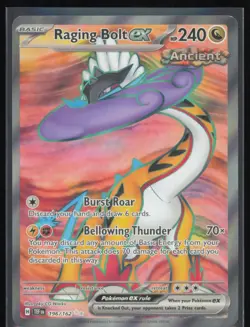 Raging Bolt ex Ultra Rare SV5: Temporal Forces 196/162 Pokemon Card NM - Image 1