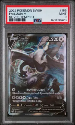 2022 POKEMON SWORD & SHIELD SILVER TEMPEST #186 FULL ART/LUGIA V PSA 9 - Image 1