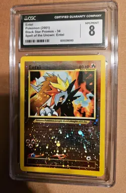 CGC 8 NM/Mint 2001 Pokemon Card Black Star Movie Promo #34 Entei Reverse Holo - Image 1