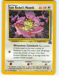 Team Rocket's Meowth - #18 WOTC Black Star Promo - Pokemon TCG - 2000 - Image 1