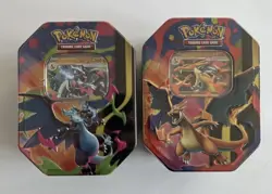 x2 Pokemon TCG: Mega Charizard ex Tin Set Bundle (One of each X + Y) New/Sealed - Image 1