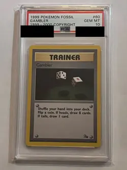 Pokemon 1999-2000 Fossil Red Logo Gambler 💎 PSA GEM MINT 10💎 ✨POP 9✨ - Image 1