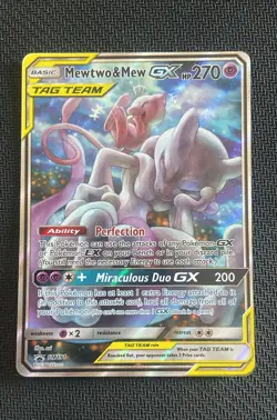 2x Mewtwo & Mew GX Tag Team Full Art SM191 Promo Black Star Pokemon TCG - Image 2