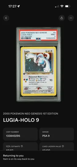 2000 POKEMON NEO GENESIS 1ST ED #9 LUGIA-HOLO PSA 9 - Image 2