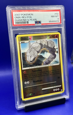 2007 POKEMON DIAMOND & PEARL #92 ONIX-REVERSE FOIL PSA 8 - Image 2