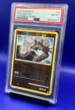 2007 POKEMON DIAMOND & PEARL #92 ONIX-REVERSE FOIL PSA 8 - Image 3