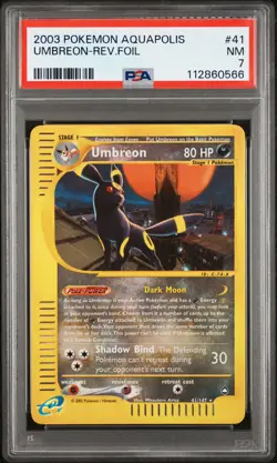 2003 POKEMON AQUAPOLIS #41 UMBREON REV.FOIL PSA 7 - Image 1