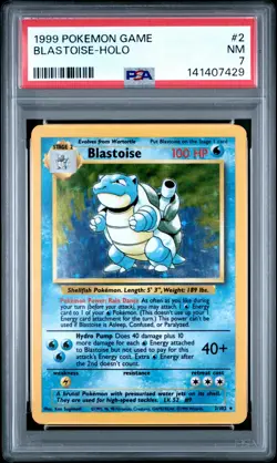 1999 POKEMON BASE SET UNLIMITED #2 BLASTOISE-HOLO PSA 7 - Image 1