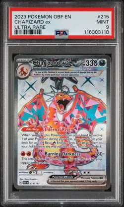 2023 POKEMON OBF EN-OBSIDIAN FLAMES ULTRA RARE #215 CHARIZARD EX PSA 9 - Image 1