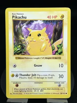 Pokemon TCG Pikachu 58/102 Base Set Shadowless Regular LP - Image 1