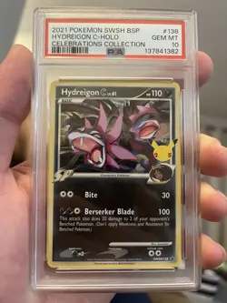 HYDREIGON C HOLO PSA 10 2021 POKEMON SWSH BSP #SWSH138 CELEBRATIONS COLL - Image 1