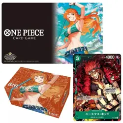 One Piece TCG 2022 Championship Set Nami Play Mat & Storage Box & Kid promo Set - Image 1