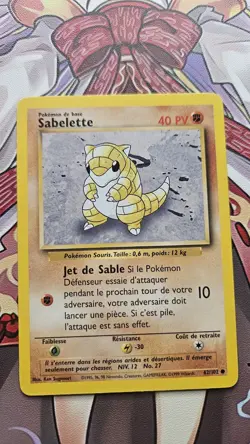 Sandshrew Base Set 62/102 French Pokemon Card. - Image 1