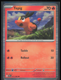 Tepig Tinsel Holo 011/086 Pokemon SV10.5: White Flare NM Pokemon Card - Image 1