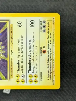 Zapdos 16/102 - Base Set Unlimited Holo Rare Pokemon TCG MP - Image 5