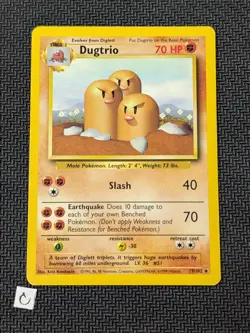 Dugtrio 19/102 - Base Set Unlimited Rare WOTC Pokemon TCG MP - Image 1