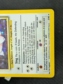 Clefairy 5/102 - Base Set Unlimited Holo Rare Pokemon TCG MP - Image 5