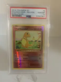 2016 Pokemon Evolutions Charmander 9/108 Reverse Holo PSA 10 Gem Mint - Image 1