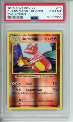 2016 Pokemon XY Evolutions Charmeleon Reverse Holo 10/108 PSA 10 Gem LOW POP - Image 1