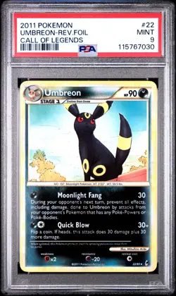 2011 POKEMON CALL OF LEGENDS #22 UMBREON REV.FOIL PSA 9 - Image 1