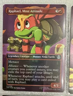 Lot 4- TMNT MTG Borderless #196-#199 (Foil) Raph Michelangelo Leonardo Donnie - Image 2