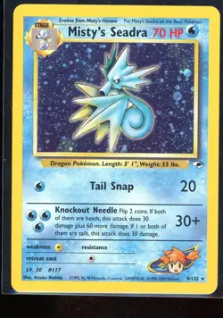 Misty's Seadra 9/132 Swirl Gym Heroes Vintage Unlimited Holo Pokemon [LP+] - Image 1