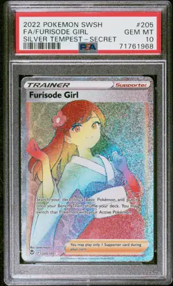 2022 Pokemon Silver Tempest Furisode Girl 205/195 SECRET Rainbow PSA 10 GEM MINT - Image 1