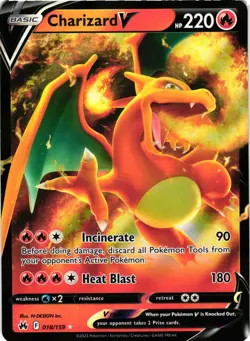 Pokemon TCG Charizard V Crown Zenith 018/159 Holo Ultra Rare NM - Image 1