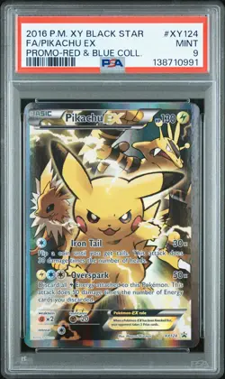 2016 POKEMON XY BLACK STAR PROMO RED & BLUE COLL FULL ART/PIKACHU EX PSA 9 - Image 1
