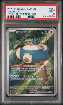 2023 POKEMON SVP EN-SV BLACK STAR PROMO 151 ELITE TRAINER BOX #051 SNORLAX PSA 9 - Image 1