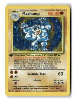 Machamp 8/102 Rare Base Set Pokemon 1st Edition Holo Moderately Played - Image 1