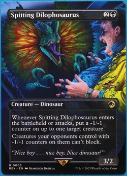 Spitting Dilophosaurus Jurassic World NM Black Rare CARD (512840) ABUGames - Image 1