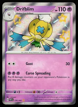 Drifblim 156/091 Shiny Holo Paldean Fates Pokemon Card - Image 1